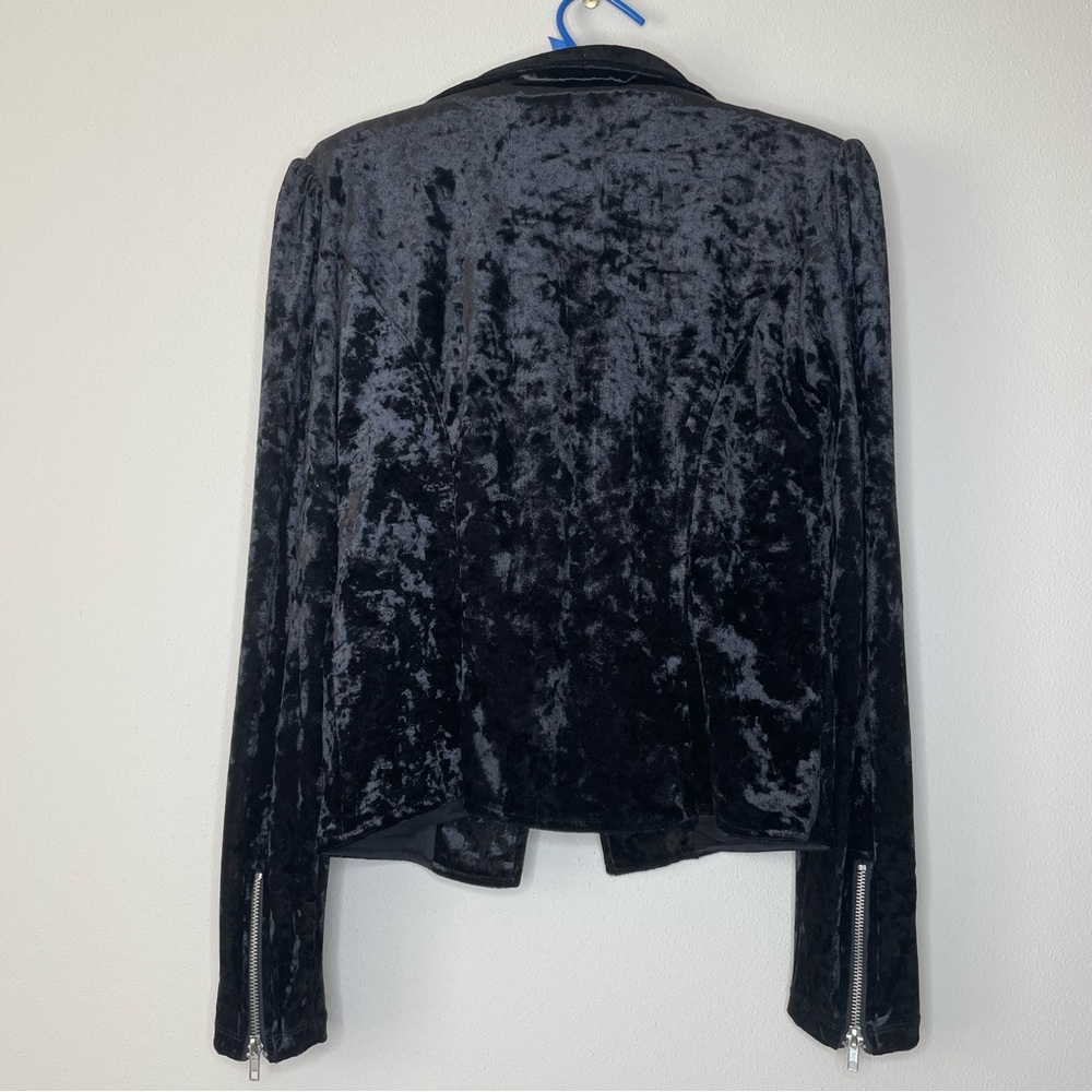 Disney Coco Black Crushed Velour Moto Style Jacket with Red Rose Embroidery - Picture 9 of 10